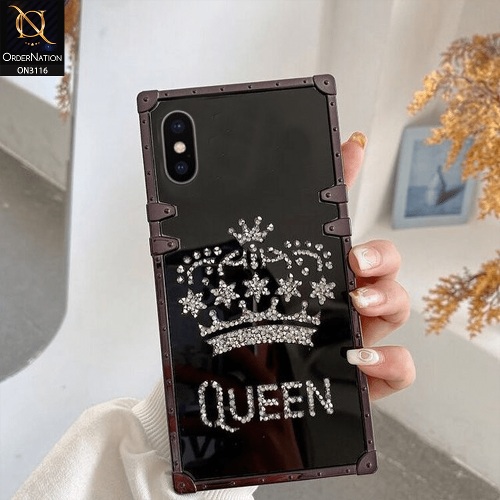 iPhone XS / X Cover - Black - Electroplating Mirror Shine Rhinestone Trunk Style Soft Case