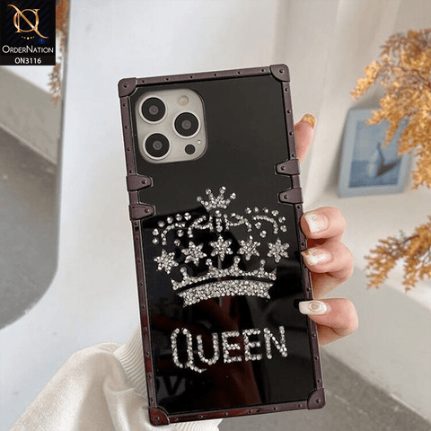 iPhone 12 Pro Cover - Black - Electroplating Mirror Shine Rhinestone Trunk Style Soft Case