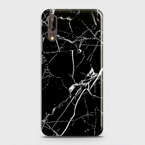 Huawei P20 Cover - Black Modern Classic Marble Printed Hard Case