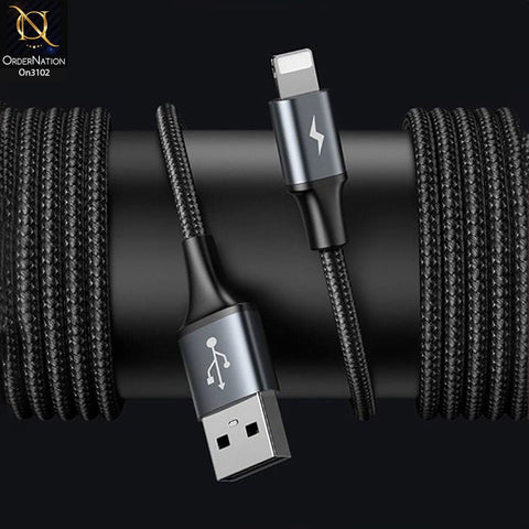 Black - CALHZ-01 - Baseus iPhone Special Data Cable For Car Back Seat With 2x USB HUB