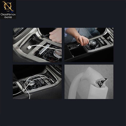 Black - CALHZ-01 - Baseus iPhone Special Data Cable For Car Back Seat With 2x USB HUB