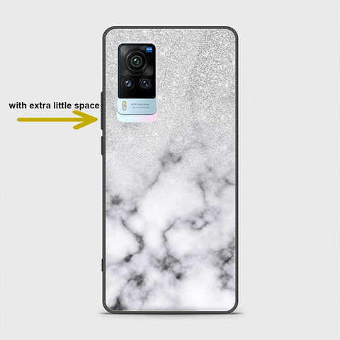 Vivo X60 Pro Cover - White Marble Series - HQ Ultra Shine Premium Infinity Glass Soft Silicon Borders Case