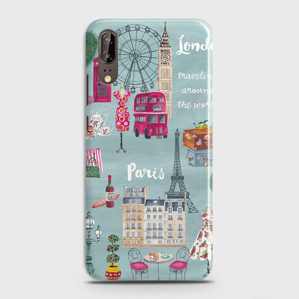 Huawei P20 Cover - Matte Finish - London, Paris, New York Modern Printed Hard Case Life Time Colors Guarantee