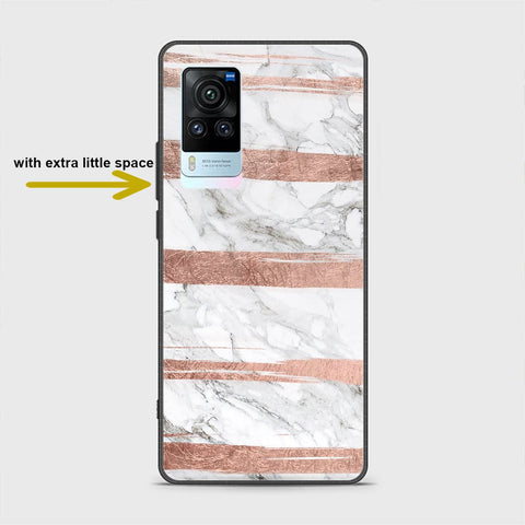 Vivo X60 Pro Cover - White Marble Series - HQ Ultra Shine Premium Infinity Glass Soft Silicon Borders Case