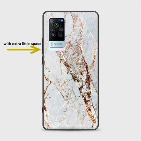 Vivo X60 Pro Cover - White Marble Series - HQ Ultra Shine Premium Infinity Glass Soft Silicon Borders Case