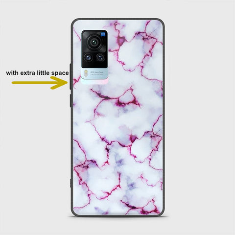 Vivo X60 Pro Cover - White Marble Series - HQ Ultra Shine Premium Infinity Glass Soft Silicon Borders Case