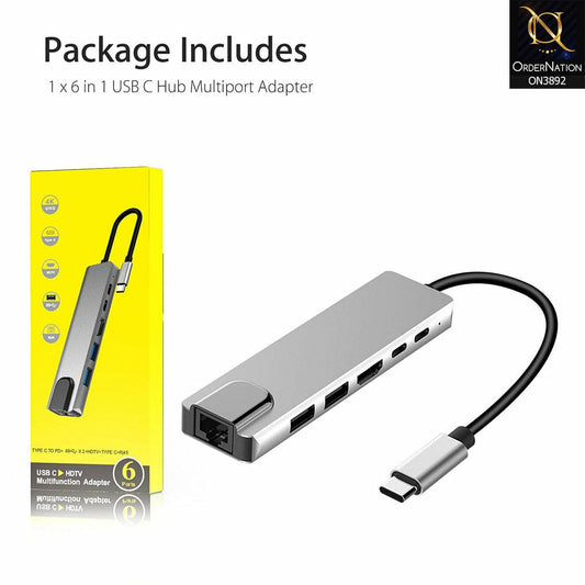 Gray - 8 in1 Multi-Port Type C to USB C 4K HDMI Adapter USB 3.0