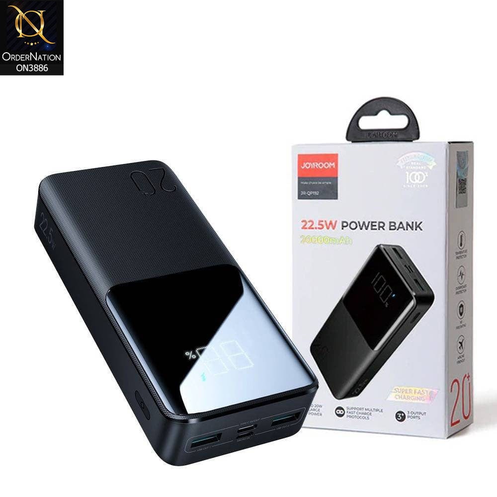 Black - JR-QP192 20000mah 22.5W fast charging powerbank with LCD display