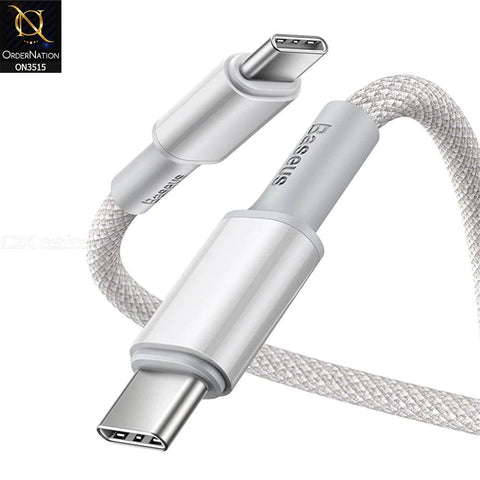 Baseus Braided Cable TypeC to TypeC 100w 1M High Density Fast Charging Data Cable - White