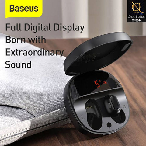 Baseus WM01 Plus TWS Digital Display Wireless Earphone - Black