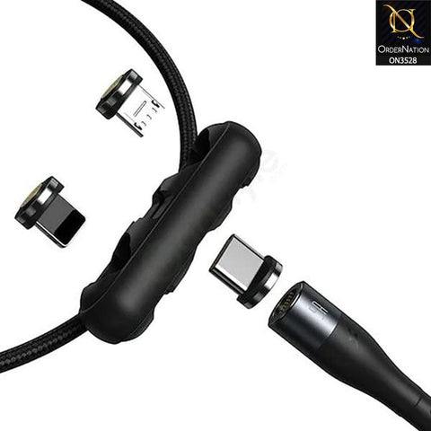 Baseus Zinc Magnetic 3 in 1 Fast Charging Data Cable Kit iPhone / Type C / Micro - Black