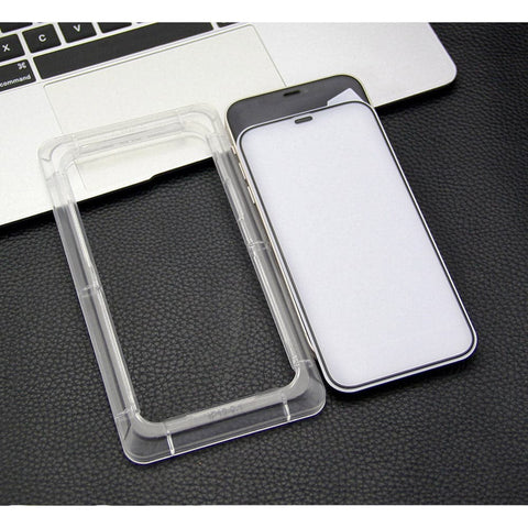 iPhone 12 Mini Screen Protector - Black - Branded Premium Audio Crystal Tempered Glass Protector With Easy Installation Tray Kit
