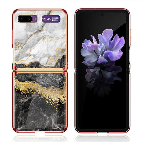 Samsung Galaxy Z Flip Cover - Colorful Marble Series - Premium Electroplated Infinity Ultra Shine Glass Soft Silicon Borders Case