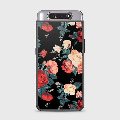 Samsung Galaxy A80 Cover - Floral Series 2 - HQ Ultra Shine Premium Infinity Glass Soft Silicon Borders Case