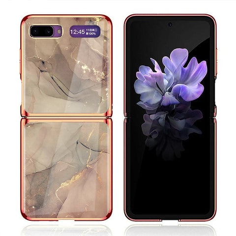 Samsung Galaxy Z Flip Cover - Mystic Marble Series - Premium Electroplated Infinity Ultra Shine Glass Soft Silicon Borders Case