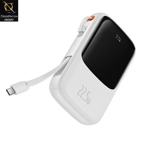 Baseus Qpow Pro Digital Display 22.5W 10,000mah TypeC Cable - White