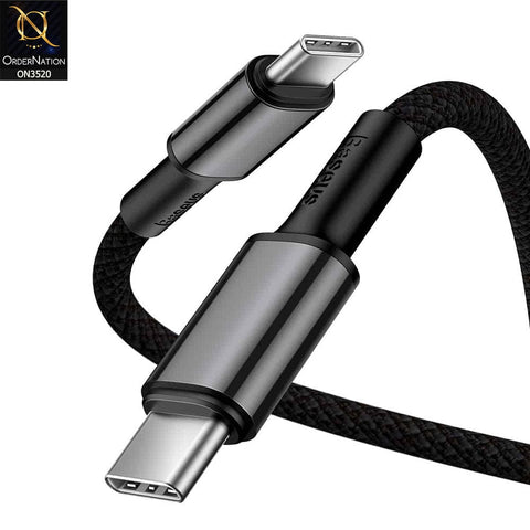 Baseus Braided Cable TypeC to TypeC 100w 2M High Density Fast Charging Data Cable - Black