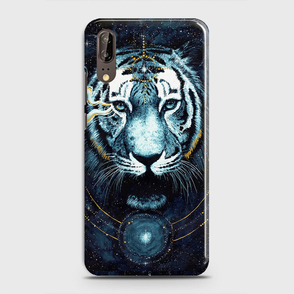 Huawei P20 Cover - Vintage Galaxy Tiger Printed Hard Case with Life Time Colors Guarantee