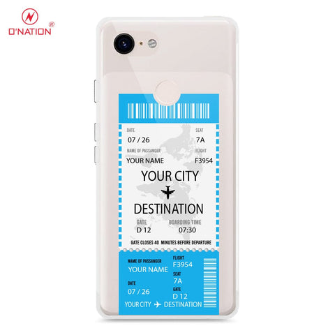 Google Pixel 3 XL Cover - Personalised Boarding Pass Ticket Series - 5 Designs - Clear Phone Case - Soft Silicon Borders