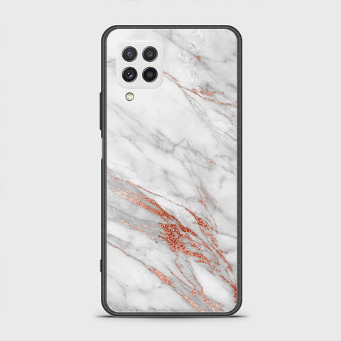 Samsung Galaxy A22 Cover - White Marble Series - HQ Ultra Shine Premium Infinity Glass Soft Silicon Borders Case