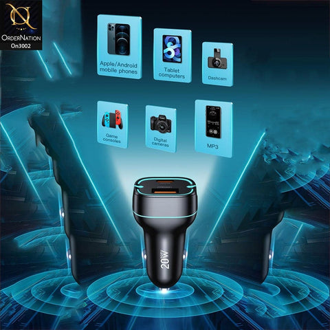 Black - ToTu 20W - DCCPD-08 - Minimal Series Dual USB Output Fast Charging Car Charger