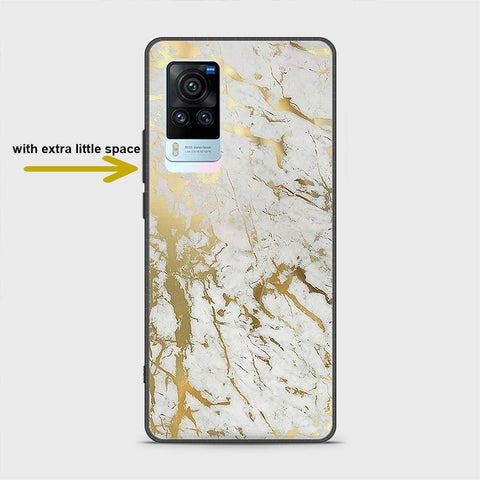 Vivo X60 Pro Cover - White Marble Series - HQ Ultra Shine Premium Infinity Glass Soft Silicon Borders Case