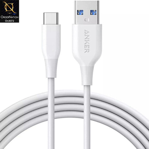 White - Anker - A8163 - PowerLine Type-C to Usb Charging Data Cable With 1 Year Warranty