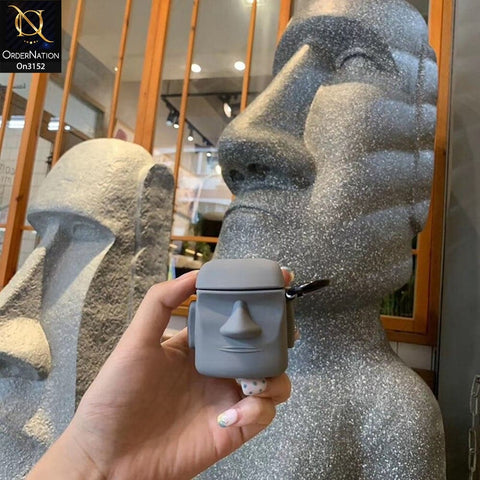 Apple Airpods 1 / 2 - Gray - Creative Easter Island Stone Statue Airpods Case