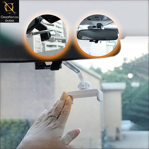 Black - 360 Rotating Rearview Mirror Mobile Phone Car Holder