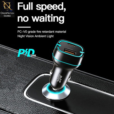 Black - ToTu 20W - DCCPD-08 - Minimal Series Dual USB Output Fast Charging Car Charger