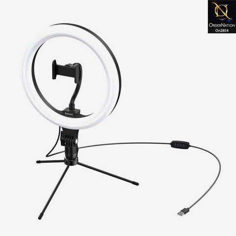 Black - 26 cm With 9 Inch Stand - Baseus (CRZB10-A01) Live Stream Led Soft Light With Table Stand