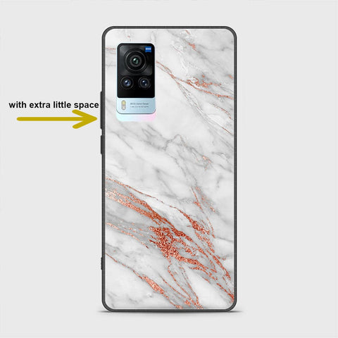 Vivo X60 Pro Cover - White Marble Series - HQ Ultra Shine Premium Infinity Glass Soft Silicon Borders Case