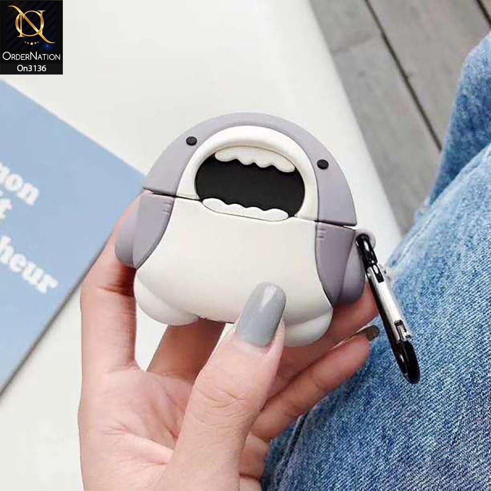 Apple Airpods Pro Cover - 3D Shark Soft Sillicone Airpods Case