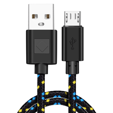Black - 2M - Micro - Premium Quality Braided Wire Micro USB Cable Sync Nylon Woven Charger Cord