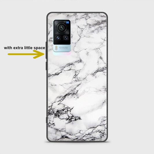 Vivo X60 Pro Cover - White Marble Series - HQ Ultra Shine Premium Infinity Glass Soft Silicon Borders Case