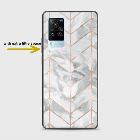 Vivo X60 Pro Cover - White Marble Series 2 - HQ Ultra Shine Premium Infinity Glass Soft Silicon Borders Case