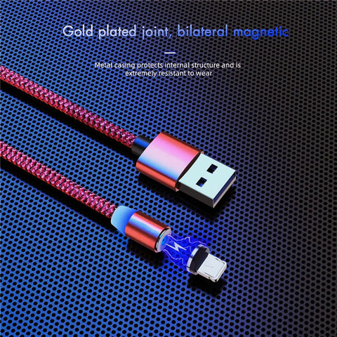 Red - Magneto Series 3 in 1 Led Indicator Magnetic Fast Charging Data Cable