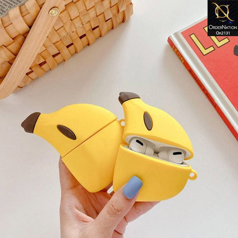 Apple Airpods Pro Cover - Yellow - Banana - Cute Silicone Cartoon Apple Airpods Case