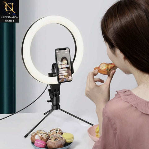 Black - 26 cm With 9 Inch Stand - Baseus (CRZB10-A01) Live Stream Led Soft Light With Table Stand