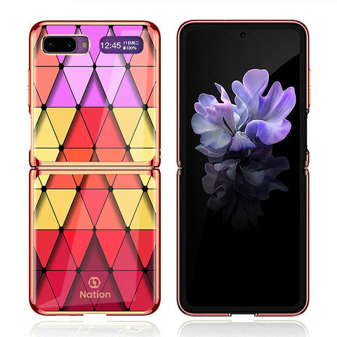 Samsung Galaxy Z Flip Cover - ONation Pyramid Series - Premium Electroplated Infinity Ultra Shine Glass Soft Silicon Borders Case