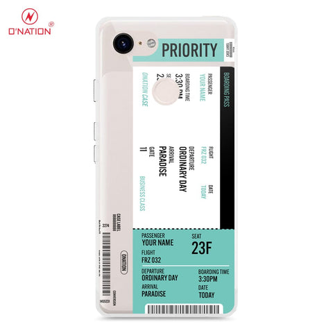 Google Pixel 3 Cover - Personalised Boarding Pass Ticket Series - 5 Designs - Clear Phone Case - Soft Silicon Borders