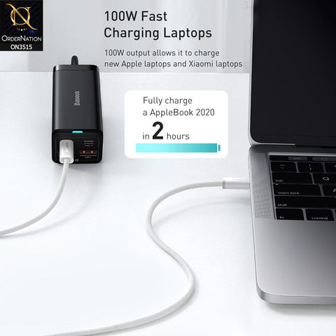 Baseus Braided Cable TypeC to TypeC 100w 1M High Density Fast Charging Data Cable - White