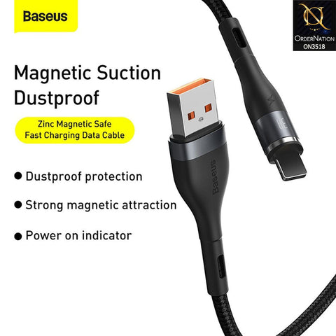Baseus Zinc Magnetic iPhone Safe Fast Charging Data Cable 2.4A 1m - Black