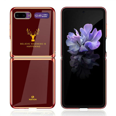 Samsung Galaxy Z Flip Cover - Nice Series - Premium Electroplated Infinity Ultra Shine Glass Soft Silicon Borders Case