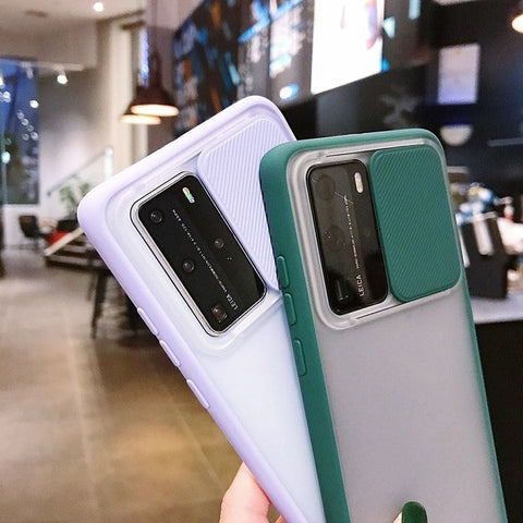 Translucent Matte Shockproof Camera Slide Protection Case For Infinix Hot 8, Hot 8 lite, Hot 9, Hot 9 play, Techno Spark 4, Huawei Y6p