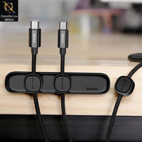Baseus Peas Magnetic Cable Fixer Organizer Charger USB Home Office Car Laptop Holder - Black