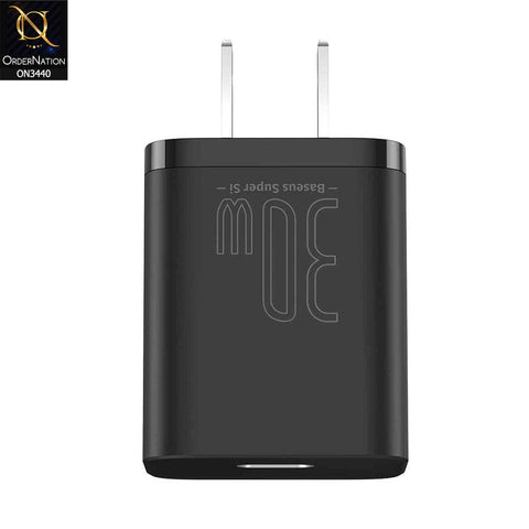 Black - Baseus Super SI Quick Charger 1C 30W Type-C (Cable not Included)