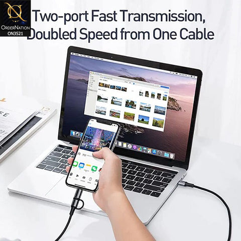 Baseus Cable Twins 2IN1 Type-C To Type-C 60W (20V/3A) + Lightning (5V/2A) 1M - Black