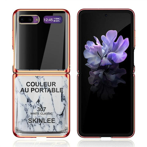 Samsung Galaxy Z Flip Cover - Couleur Au Portable Series - Premium Electroplated Infinity Ultra Shine Glass Soft Silicon Borders Case