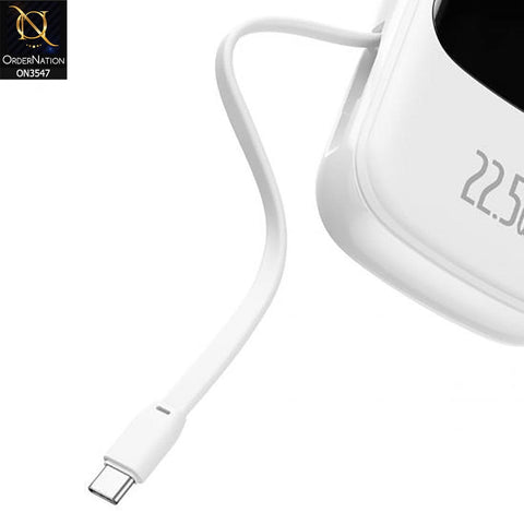 Baseus Qpow Pro Digital Display 22.5W 10,000mah TypeC Cable - White